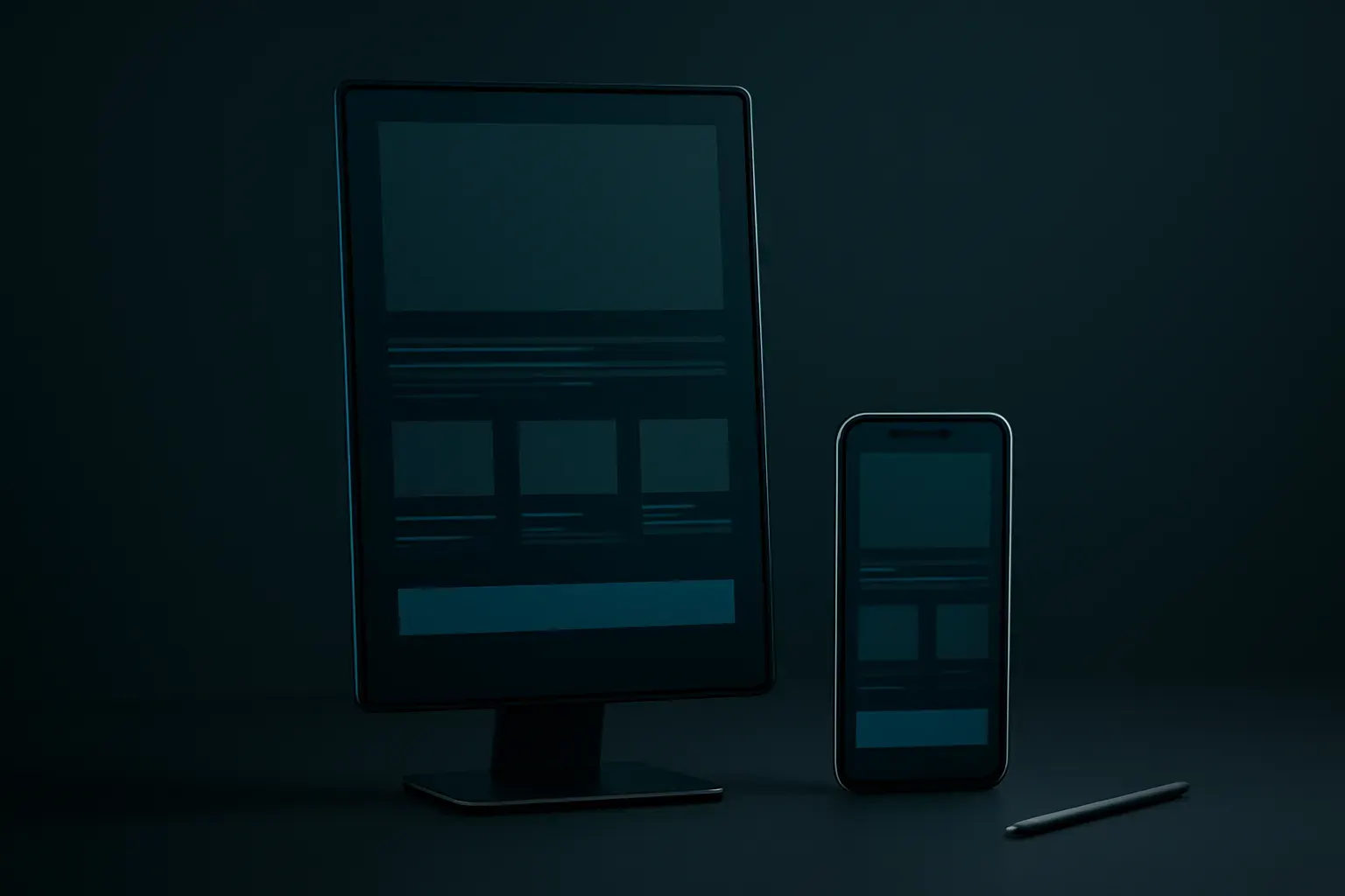 A single long landing page beside a phone