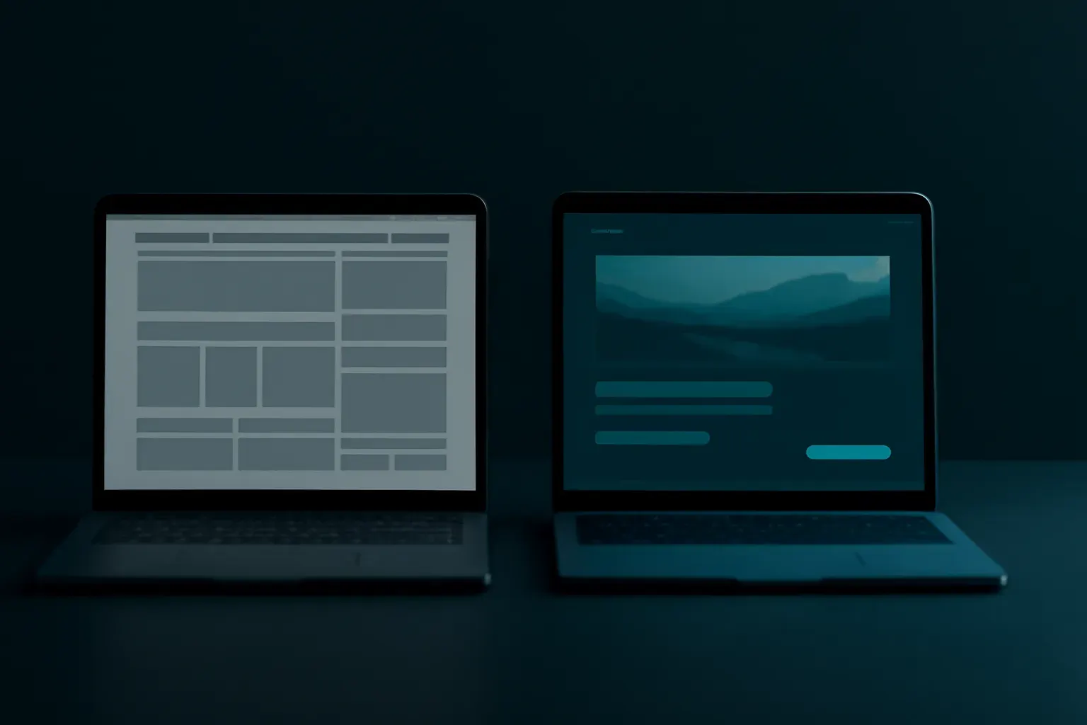 An old and a new website layout side by side